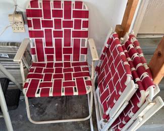 #201	Set of 4 Red Alabama Chair w/strapping Small Chair - 17" W x 31"T	 $20.00 