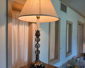 #12	Brass & Glass w/Black Base Lamp - Set of 2 - 34" Tall	 $60.00 
