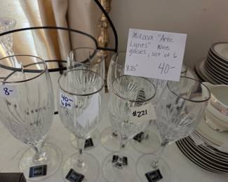 #221	Mikasa "Artic Lights" Wine Glasses, Set of 6 8.25"	 $40.00 
