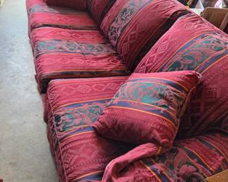 #159	Sore Cochrane Burgandy/Navy/Green Stripe Sofa - 82" Long	 $50.00 
