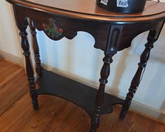 #16	Wood Half-Moon Entry Table w/painted Design on Front - 32x14x34	 $65.00 
