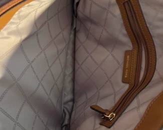 #240	Michael Kors Cream/Tan Leather Handle Shoulder Bag 	 $50.00 
