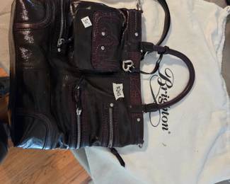#242	Brighton Dark Brown Leather Shoulder Bag w/Dust Bag (has slight blimish on bottom of Bag)	 $50.00 
