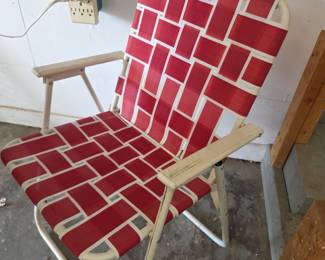 #201	Set of 4 Red Alabama Chair w/strapping Small Chair - 17" W x 31"T	 $20.00 
