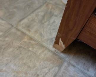 #33	Laminate Wood Panel Look Cabinet w/ 1 door & Shelves - as is needs tightening - 18x16x60.5	 $50.00 
