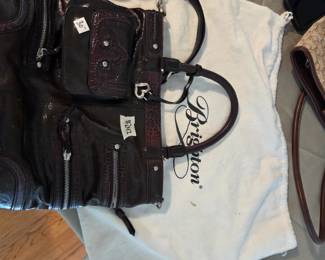 #242	Brighton Dark Brown Leather Shoulder Bag w/Dust Bag (has slight blimish on bottom of Bag)	 $50.00 
