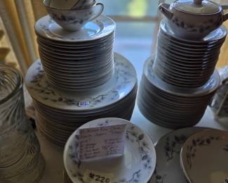 #220	Mikasa fine China Meito Japan "Silver Pine" 95 pc set	 $225.00 
