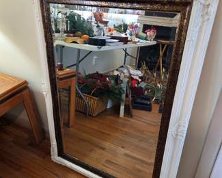 #29	Wood White Painted, Black & Gold Painted Beveled Mirror - 32x45	 $60.00 
