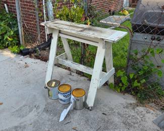#236	White Painted Wood Homemade Saw Horse 	 $20.00 
