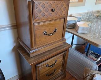 #10	Wood 2 Drawer End Table - 20x14x24 (as is finish)	 $40.00 (top pictured)
#11	Wood 2 Drawer End table - 24x15x24  (as is finish)	 $45.00 (bottom pictured)
