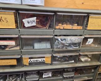 #104	Plastic Hardware Cabinet - Lt. Gray 12 drawers	 $20.00 
