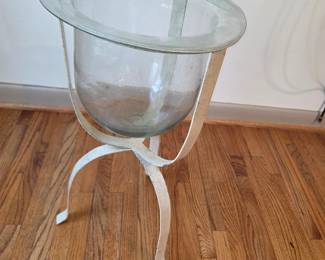 #26	Cream Painted Metal Stand w/Glass Insert - 11x22	 $25.00 
