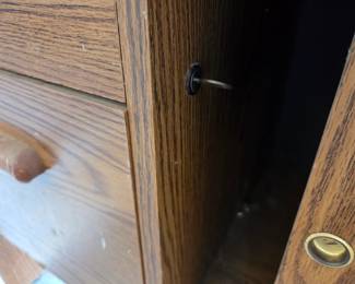 #178	Laminate Credenze w/5 drawers & Sliding Front Door (locks and key) (as is top finish) - 66x20x29.5	 $40.00 
