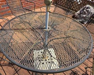 #73	Set of 6 Bouncy Chairs w/Black Wrought Iron Table - 42 Round 	 $200.00 
