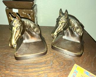 BRONZE HORSEHEAD BOOKENDS