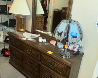 MATCHING OAK DRESSER & MIRROR