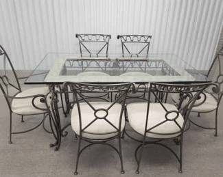 Pulaski Wrought Iron Glass Top Dining Table W 6 Chairs