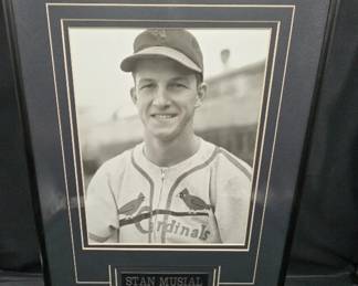 Stan Musial St Louis Cardinals Matted Framed BW Picture