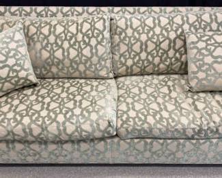 Wesley Hall Green And Cream Lattice Print Sofa Furnitureland South