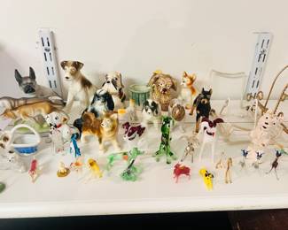 Antique Vintage Collectible Miniature Glass Dog Figurines 