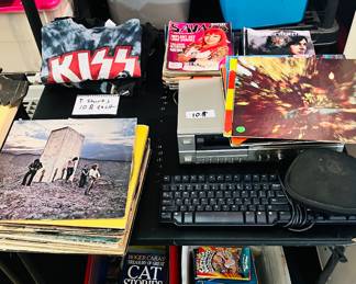Rock record albums and T-shirts 