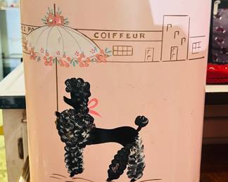 MCM 1950’s Hard to Find Pink Poodle Collectible Trash Can 