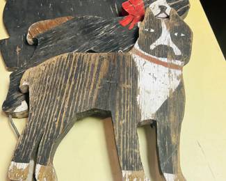 Highly Collectible Primitive Wooden Dog Yard Folk Art Decor