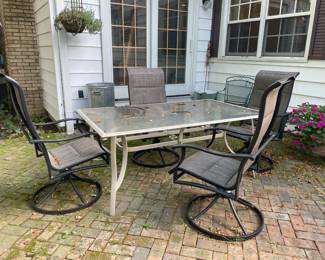Glass-Topped Patio Table w/Four Chairs