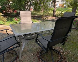 Patio, Glass Table Top & Four Swivel Chairs