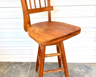 Vintage Handmade Wooden Barstool 