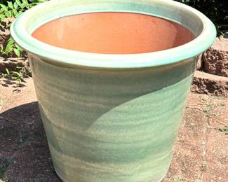 Large Glazed Green Terracotta Planter 