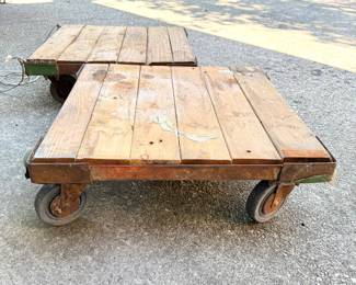Set of 2 Handmade Heavy Duty Wood Furniture Dollies 