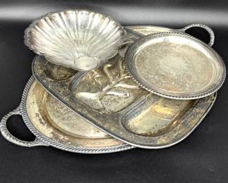 Set of 4 Vintage Silver Plated Platters 