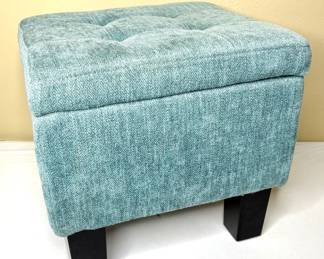 Light Blue Square Ottoman Footstool with Storage 