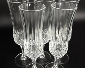 Set of 5 Cristal d'Arques Longchamp Crystal Champagne Flute Glasses 