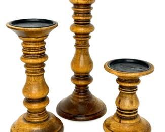 Set of 3 Wooden Candle Holders 