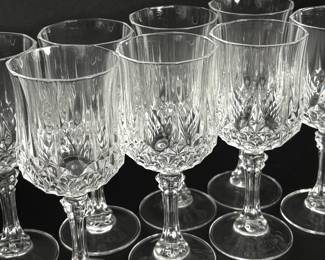 Set of 8 Cristal d'Arques Longchamp Crystal Goblets 