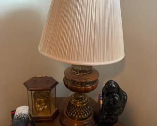 . . . great 70's nude statue and wood lamp