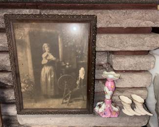 Vtg. Art and candle sticks 