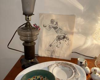 Antique lamp - Vtg. Dishes 
