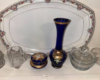 Hand painted vase, serving platter and more 