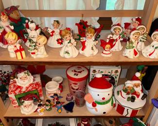 Vtg. Angels, little girl figurines, Santa and snowmen 
