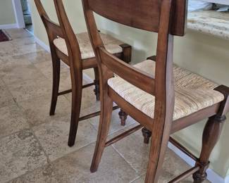 Two Wood Bar-stools Rush seats