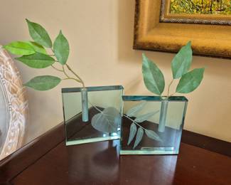 Signed Art Glass Bud vases