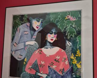 "In a Garden" Numbered and Signed Art 33" x 31"