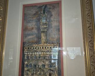 Italian watercolor signed art Joseph Moussa