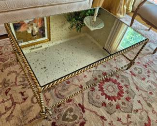 Mirror Top Rope Coffee Table 42" L x 28" W 18" H