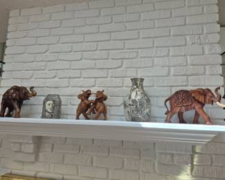 African Wood Carved Elephants and Art Vases