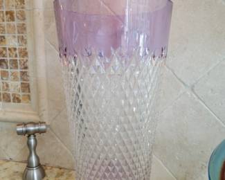 Waterford lavender cut to clear tall vase Alana 
