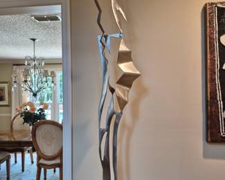 Metal Sculpture mounted on Pedestal 55" H with pedestal 186" H